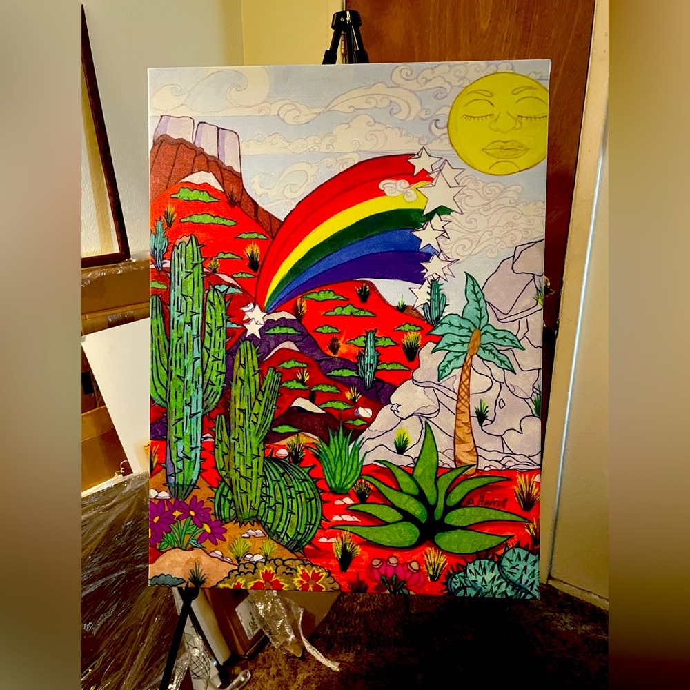 Rainbow in the Desert canvas wrap